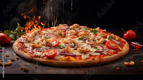 Hot Pizza Cheese Crust Seafood Topping Sauce Vegetables