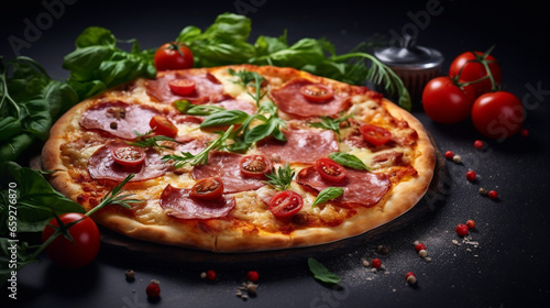 Fantastic Hot Tasty Traditional Italian Pizza with Salami Cheese
