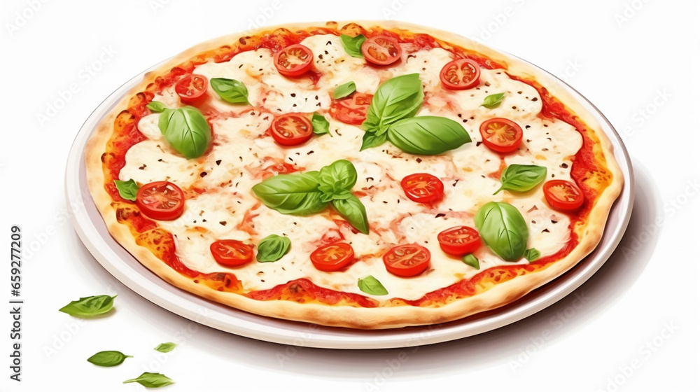 Beautiful Pizza Margarita with Mozzarella Cheese Basil and Tomat Beautiful Pizza Margarita with Mozzarella Cheese Basil and Tomat