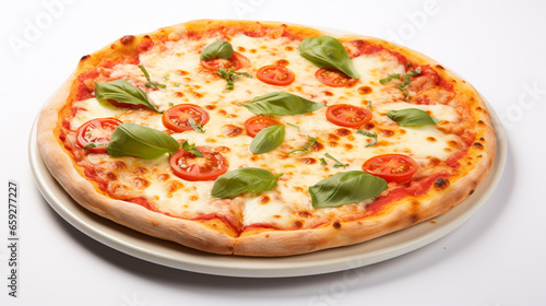 Perfect Pizza Margherita on White Isolated Background