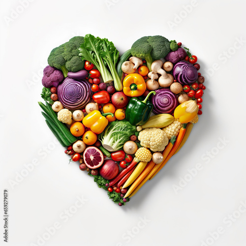Heart-shaped Cornucopia of Colorful Fruits and Vegetables fruit and vegetables