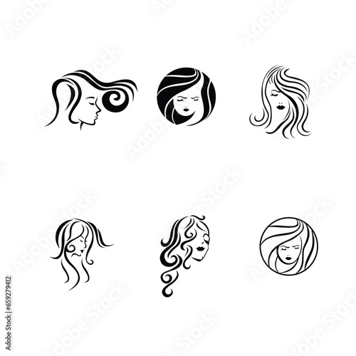 Set of elegant logos for beauty, fashion and hairstyle related businesses.