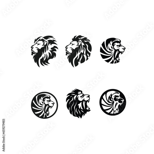 icon, logo, lion, symbol, sign, emblem, illustration, design, vector, king, animal, silhouette, graphic, isolated, royal, head, set, badge, vintage, template, strength, wild, mascot, face, label, shie