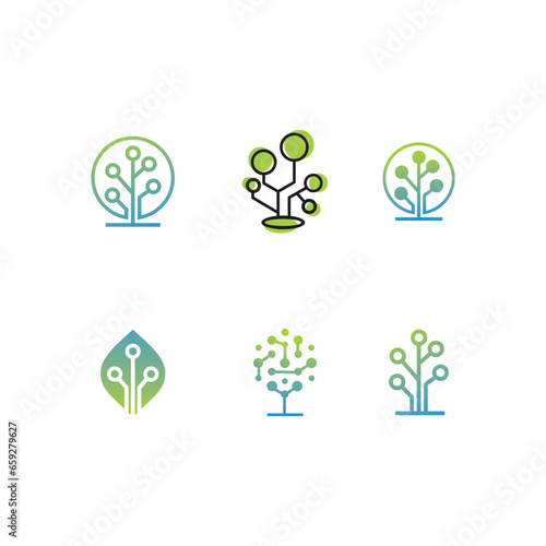 Tree tecnology Logo Designs Template Set