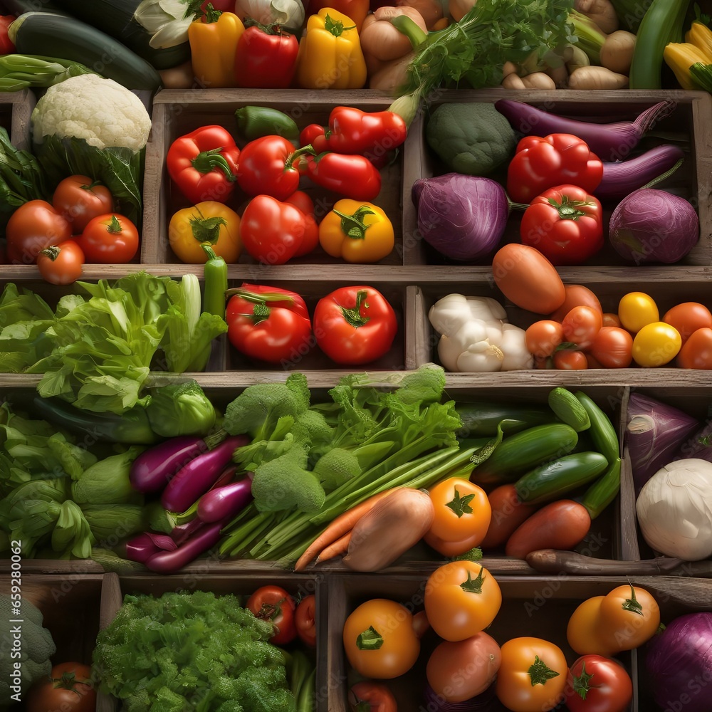 A vibrant and diverse assortment of vegetables in a farmer's market2