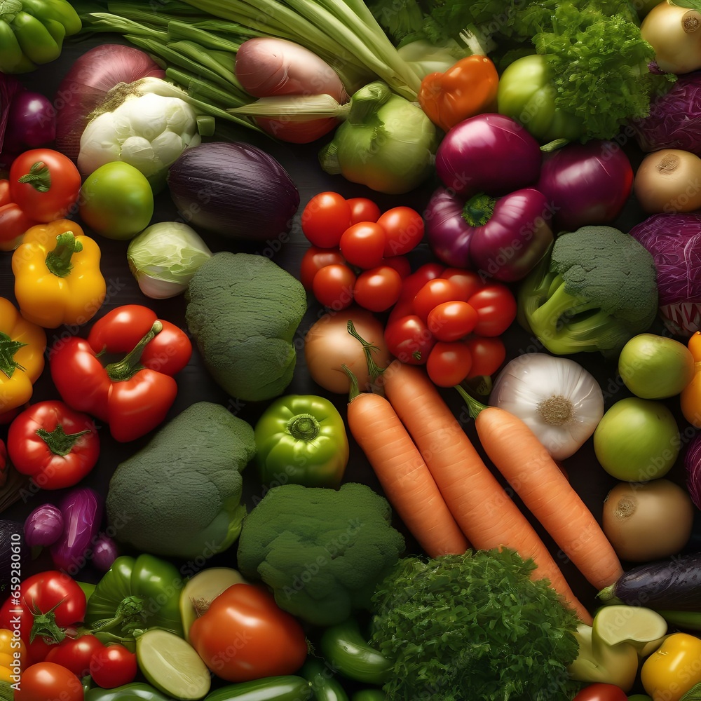 A vibrant and diverse assortment of vegetables in a farmer's market1