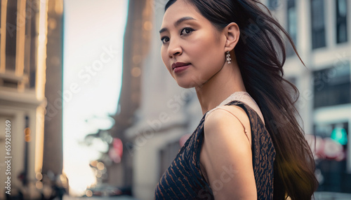 portrait of an asian woman in the street © thomas