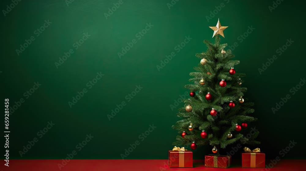 Christmas tree with decoration and gift box AI Generative Christmas tree with decoration and gift box AI Generative
