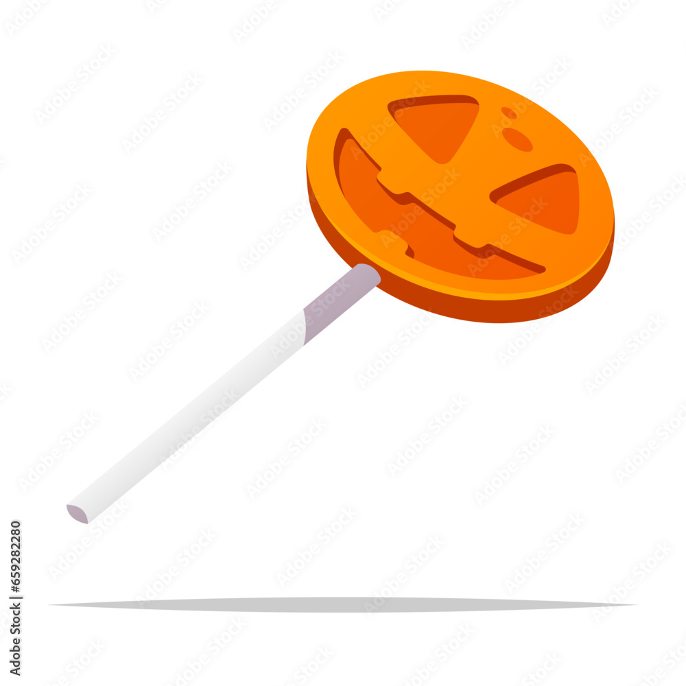 Halloween pumpkin lollipop candy vector isolated illustration Halloween pumpkin lollipop candy vector isolated illustration