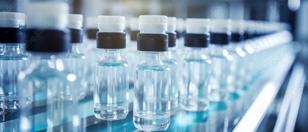 hand of staff check Medical vials on production line at pharmaceutical factory hand of staff check Medical vials on production line at pharmaceutical factory