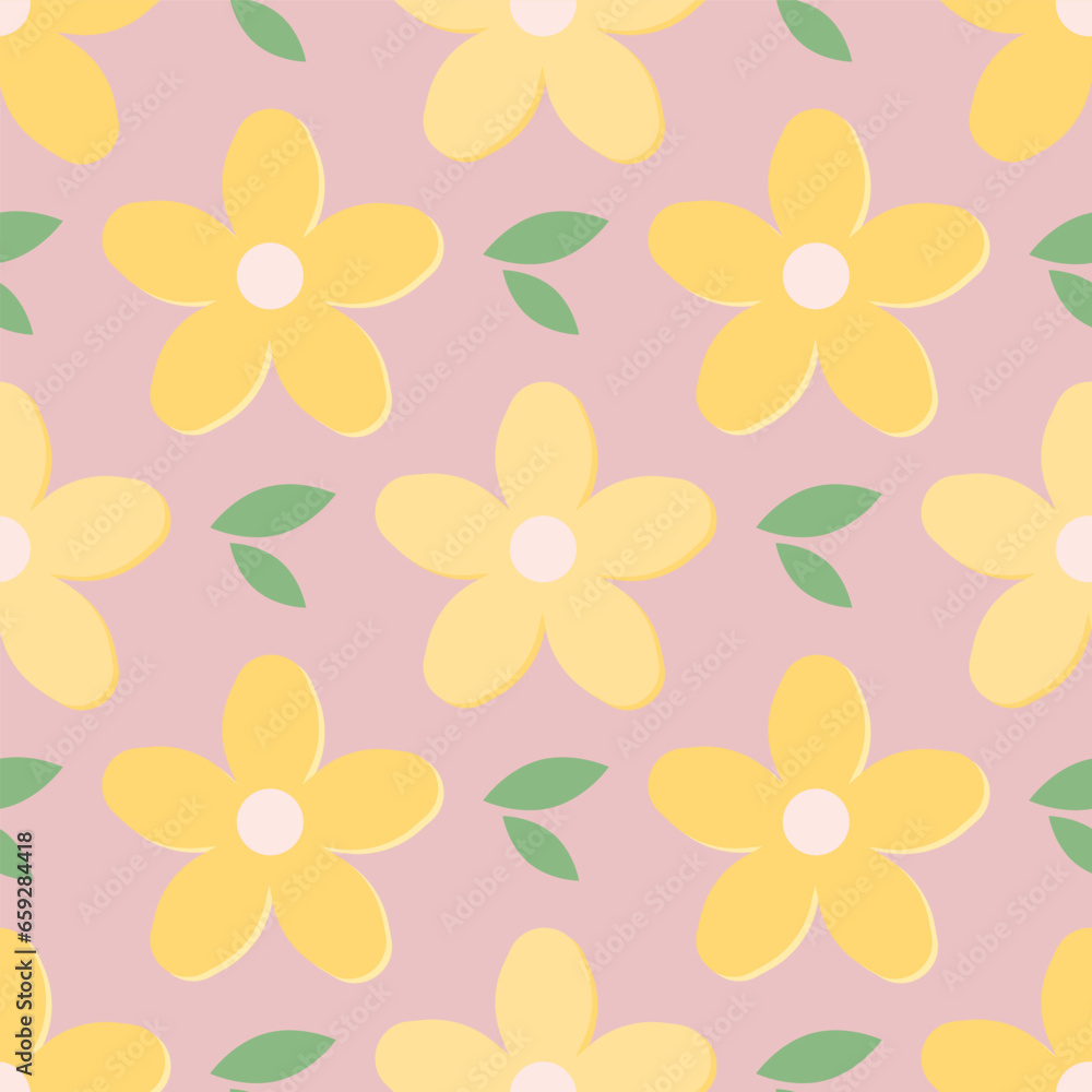 Flower Floral Random Color Country Style Seamless Pattern for Textile.