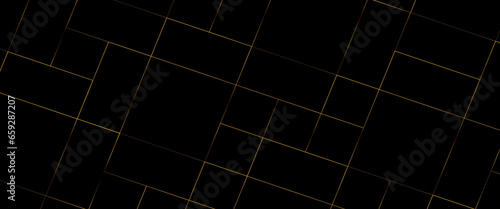 luxury gold geometric random chaotic lines with many squares and triangles shape on black background pattern seamless geometric line abstract black luxury color vector.