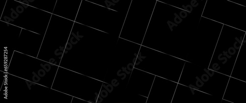 luxury white and black geometric random chaotic lines with many squares and triangles shape on black background pattern seamless geometric line abstract white luxury color vector.