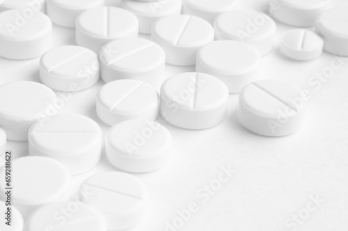 Close-up pills lying on the table