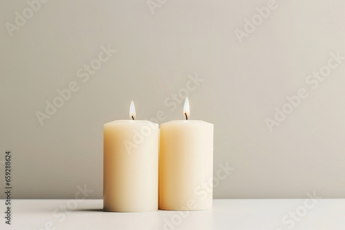 Wallpaper Mural minimalistic candles on a light background, with empty copy space Torontodigital.ca