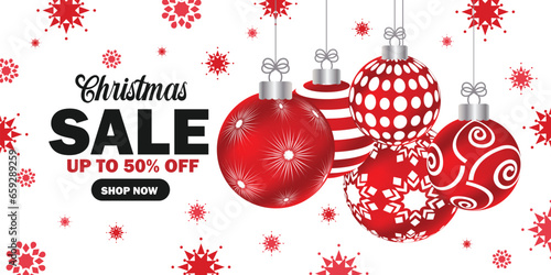 Christmas sale banner with decorative Christmas balls