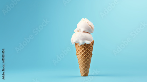Ice cream cone over isolated on blue background