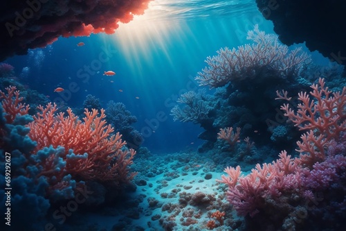 coral reef in deep sea
