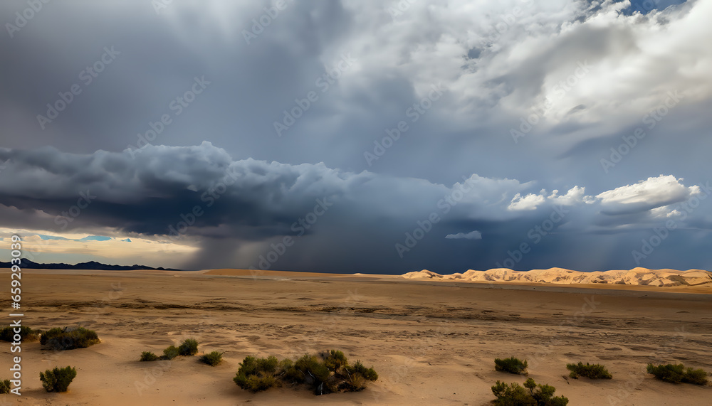 clouds over the prairie, Epic Desert Skies: Storm Brewing on the Horizon
