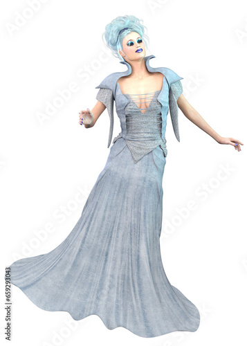 3D Render of Woman in blue gown