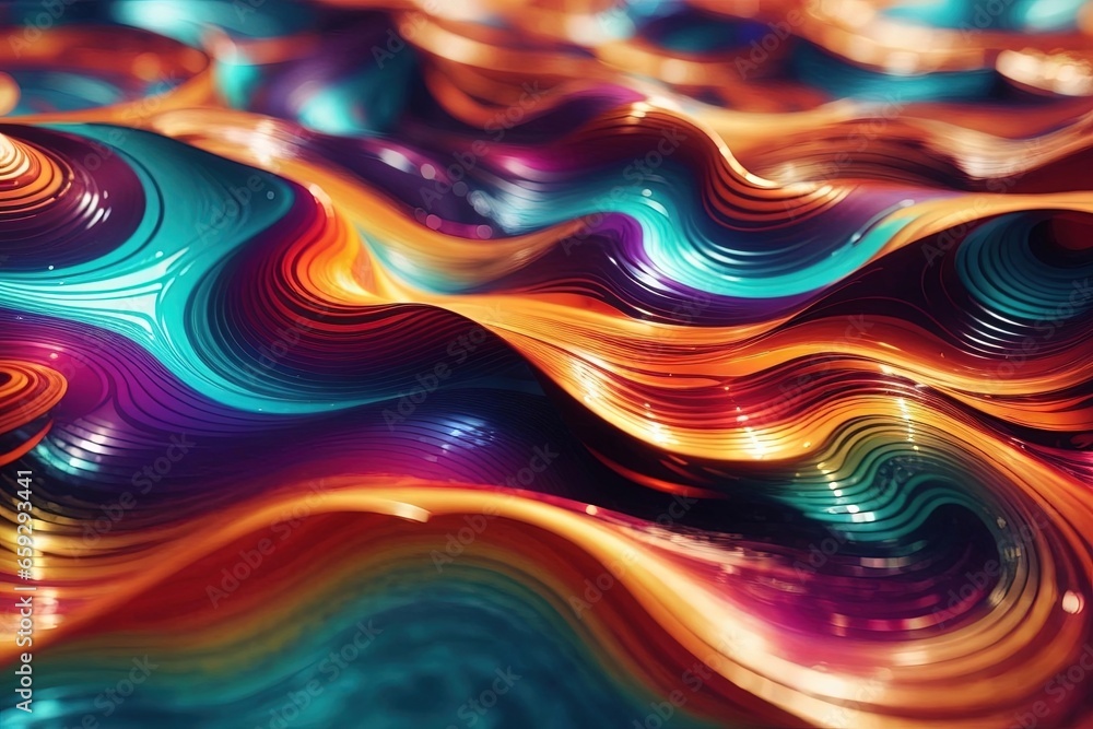 Fototapeta premium Abstract background of multicolored wavy lines.