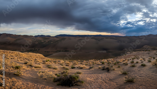 desert landscape in state, Nature's Power Display: Stormy Desert Skyline