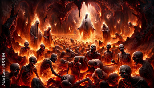 Hellscape Horrors: Souls in Torment Amidst Flames and Fiends