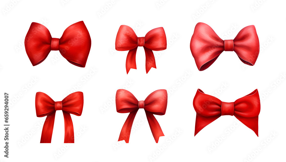 Set of different red watercolor ribbon isolated on white background Set of different red watercolor ribbon isolated on white background
