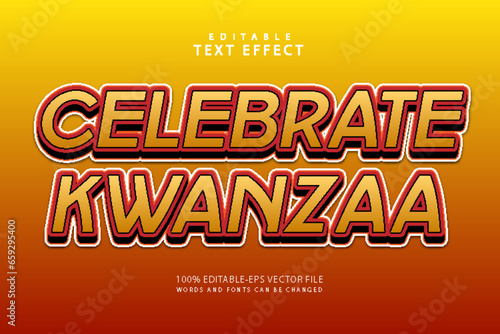 Celebrate kwanzaa editable text effect 3 dimension cartoon style