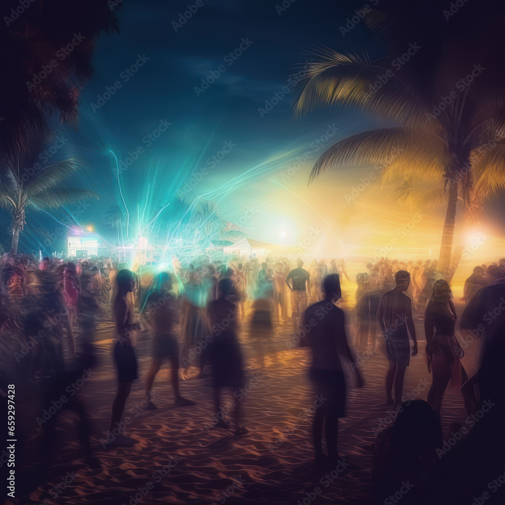 Moonlit Beach Bash: Nocturnal Summer Party by the Shore