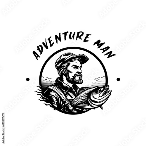 Adventure man emblem vector logo illustration