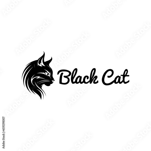 Vector of a black cat, animal and pet logo design illustration