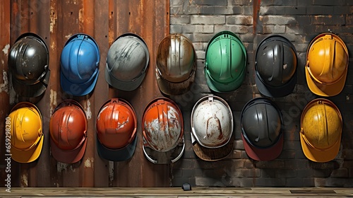 Colorful construction helme...