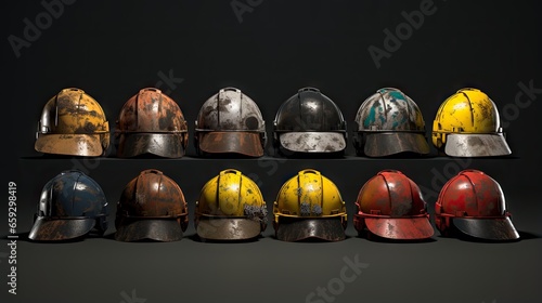 Colorful construction helme...