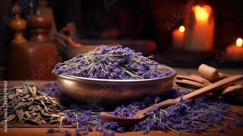 Dried lavender as herbal te...