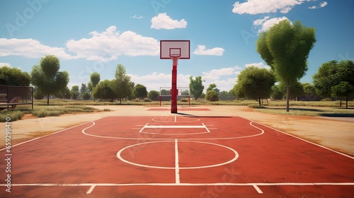 Basketball court outside in a park © vxnaghiyev