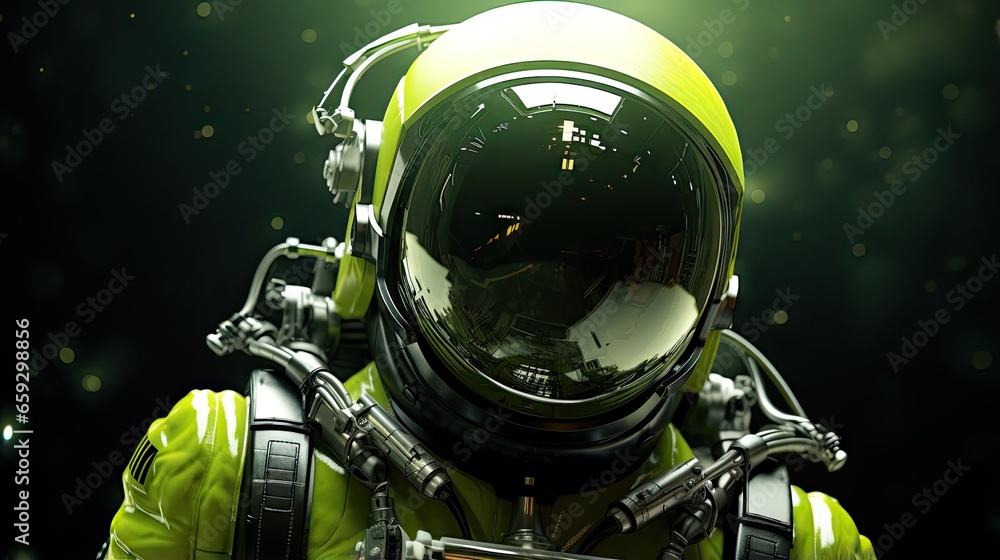 3D render of a lime green spaceman 3D render of a lime green spaceman