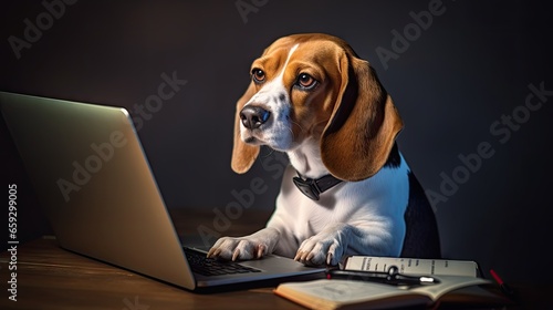 A beagle with glasses and a stethoscope looks like a doctor vet or professor representing animal health and education