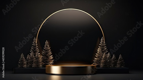 Black and gold stage with C...