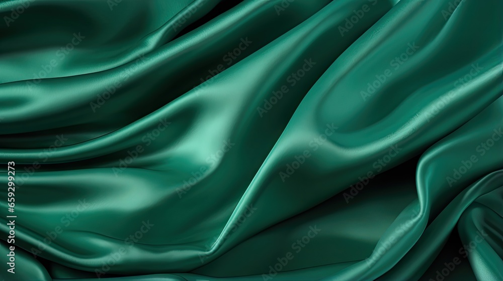 Emerald green silk fabric with a beautiful texture and pattern Emerald green silk fabric with a beautiful texture and pattern