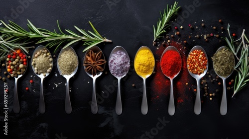 Assorted vibrant spices on ...