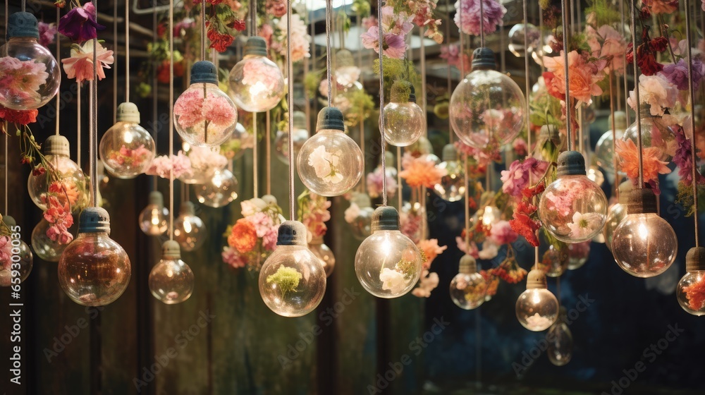 Blooming bulbs decorate a wedding celebration