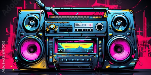 Luminous Soundwaves: The Neon Boombox