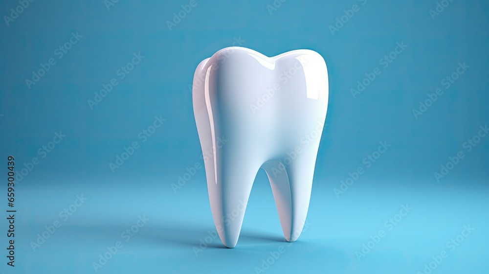3D rendering of a healthy tooth and gum on a blue background 3D rendering of a healthy tooth and gum on a blue background