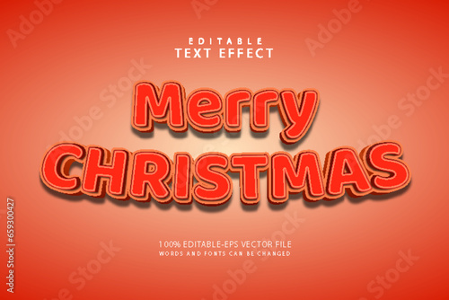Merry christmas editable text effect 3 dimension emboss modern style