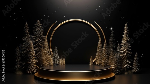Black and gold stage with C...