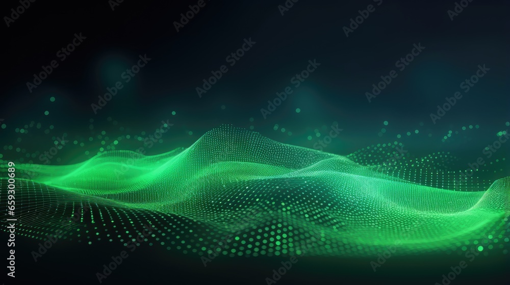 Abstract digital background with a screen gradient texture in green and a wave of light 3D rendering Abstract digital background with a screen gradient texture in green and a wave of light 3D rendering