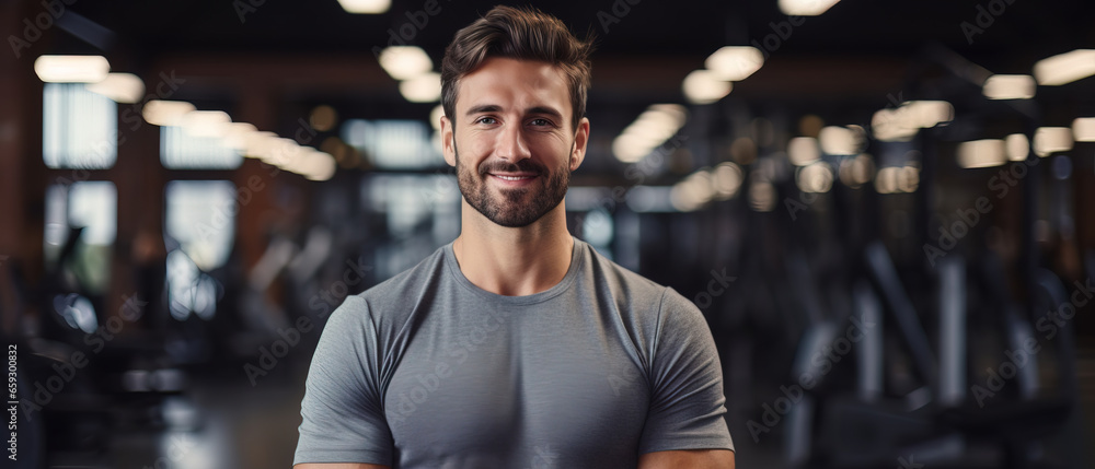 potrait of a man in the gym, with empty copy space potrait of a man in the gym, with empty copy space