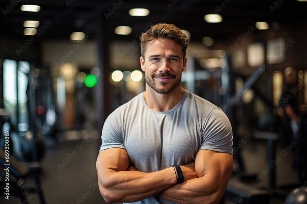 potrait of a man in the gym, with empty copy space potrait of a man in the gym, with empty copy space
