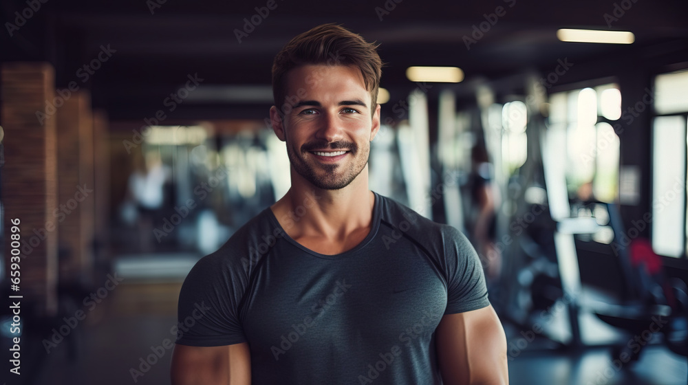 potrait of a man in the gym, with empty copy space potrait of a man in the gym, with empty copy space